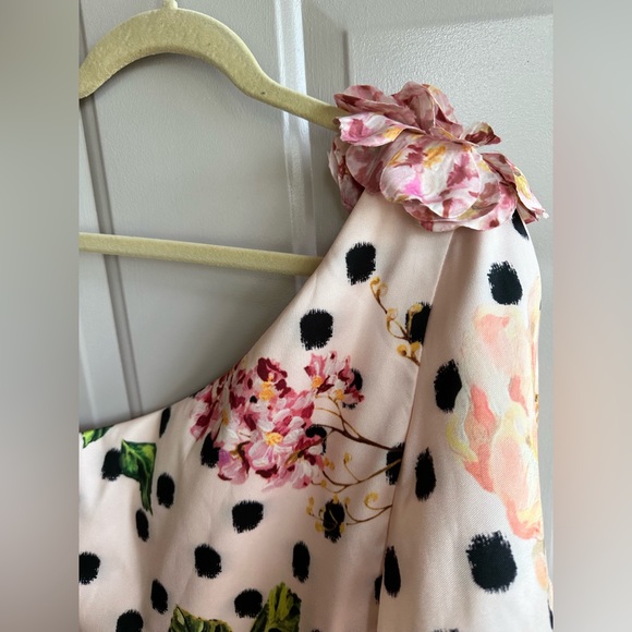 Marchesa Notte Floral Print One Shoulder Mini Dress - Picture 8 of 8